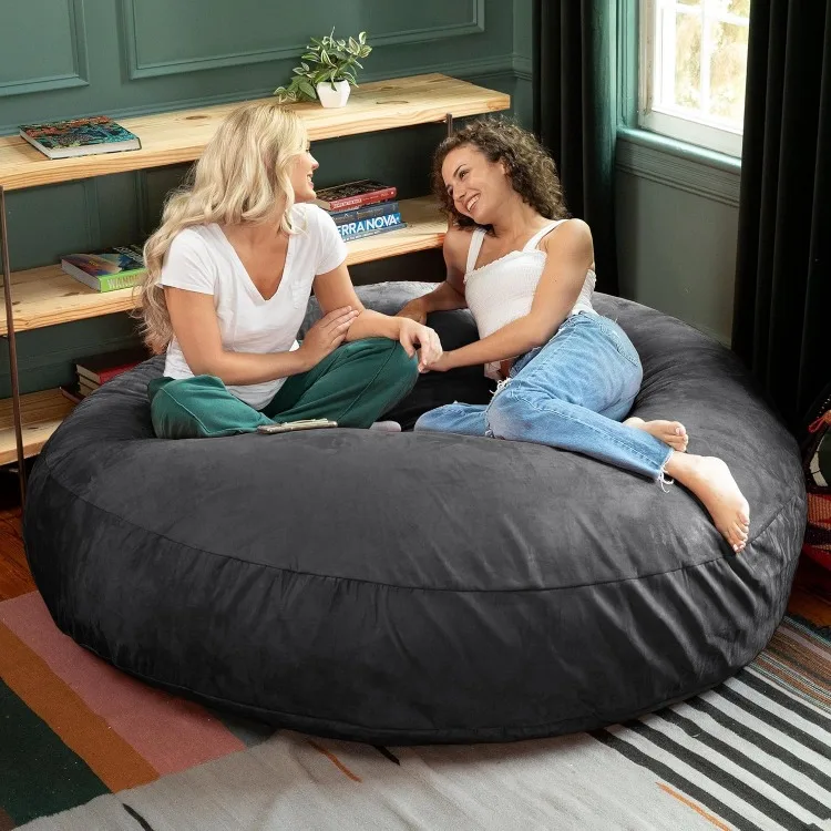 6 Foot Cocoon Large Bean Bag Chairs for Adults, Black