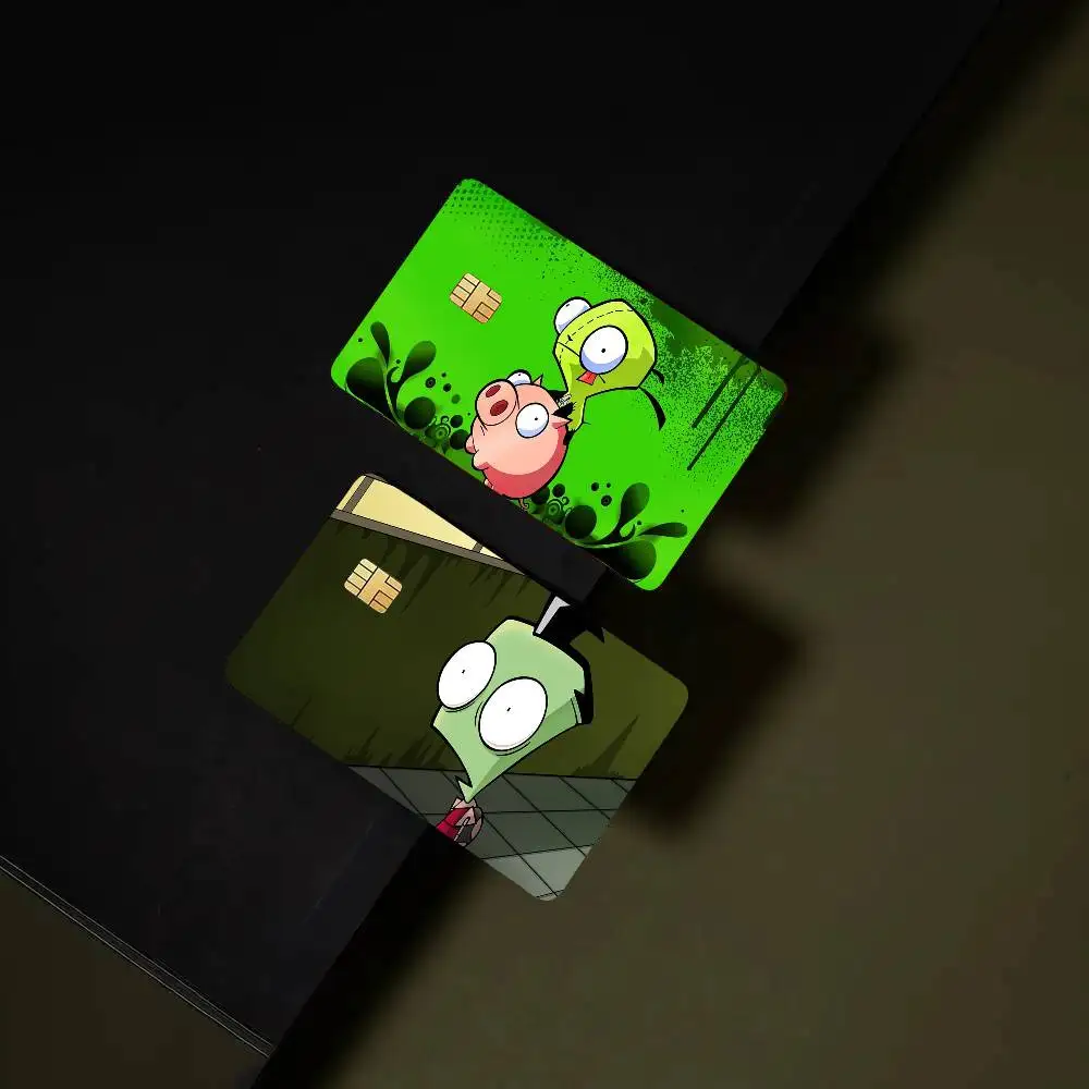 I-Invader Z-Zim Anime Card Sticker 4Pcs Credit Card Skin Anti Scratch Bank Debit Card Decal