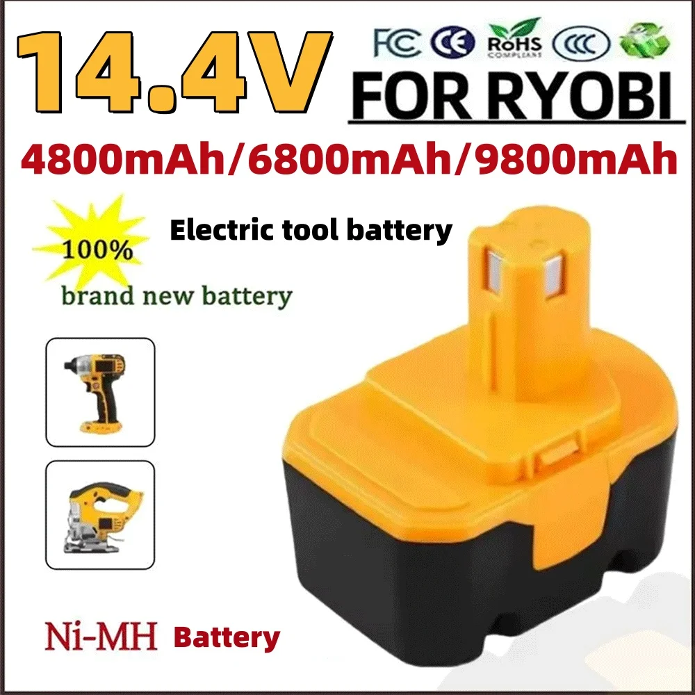 for Ryobi 14.4V 4.8/6.8/9.8Ah Battery R10521 RY6201 RY6202 130224010 130224011  1314702 1400144 1400655 Cordless Power Tools