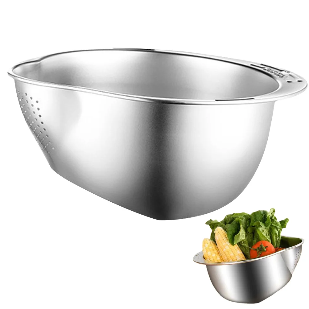 

Fruit Rice Stainless Steel Washing Sieve Strainer Cleaner Water Sink Filter Sifter Metal