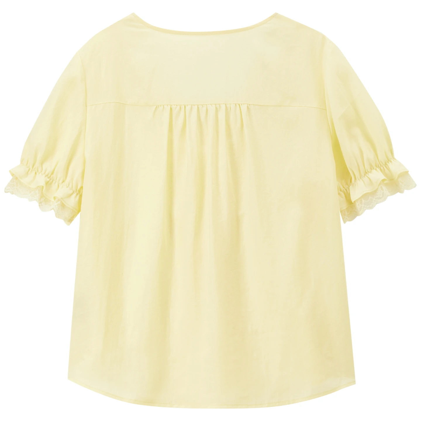 SENTUBILA Women's Elegant Shirt 2026 Summer Yellow V-Neck Bubble Sleeve Loose Commuter Top Female Clothes 162VA7562