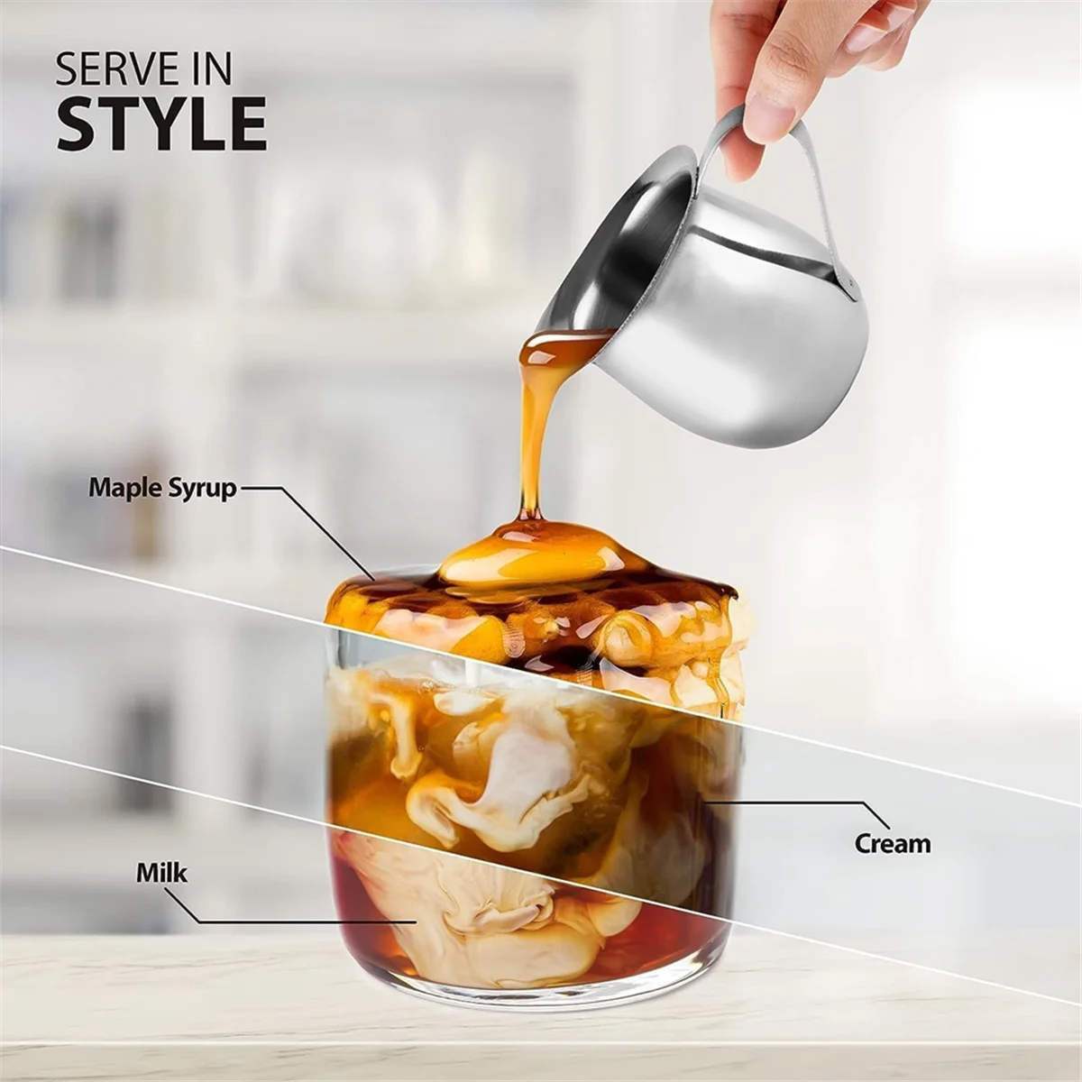 milk cup 12PCS Stainless Steel Coffee Creamer, Espresso Pitcher 3Oz Metal Cream Pitcher, Creamer Cup Small Cream Pouring Pitcher