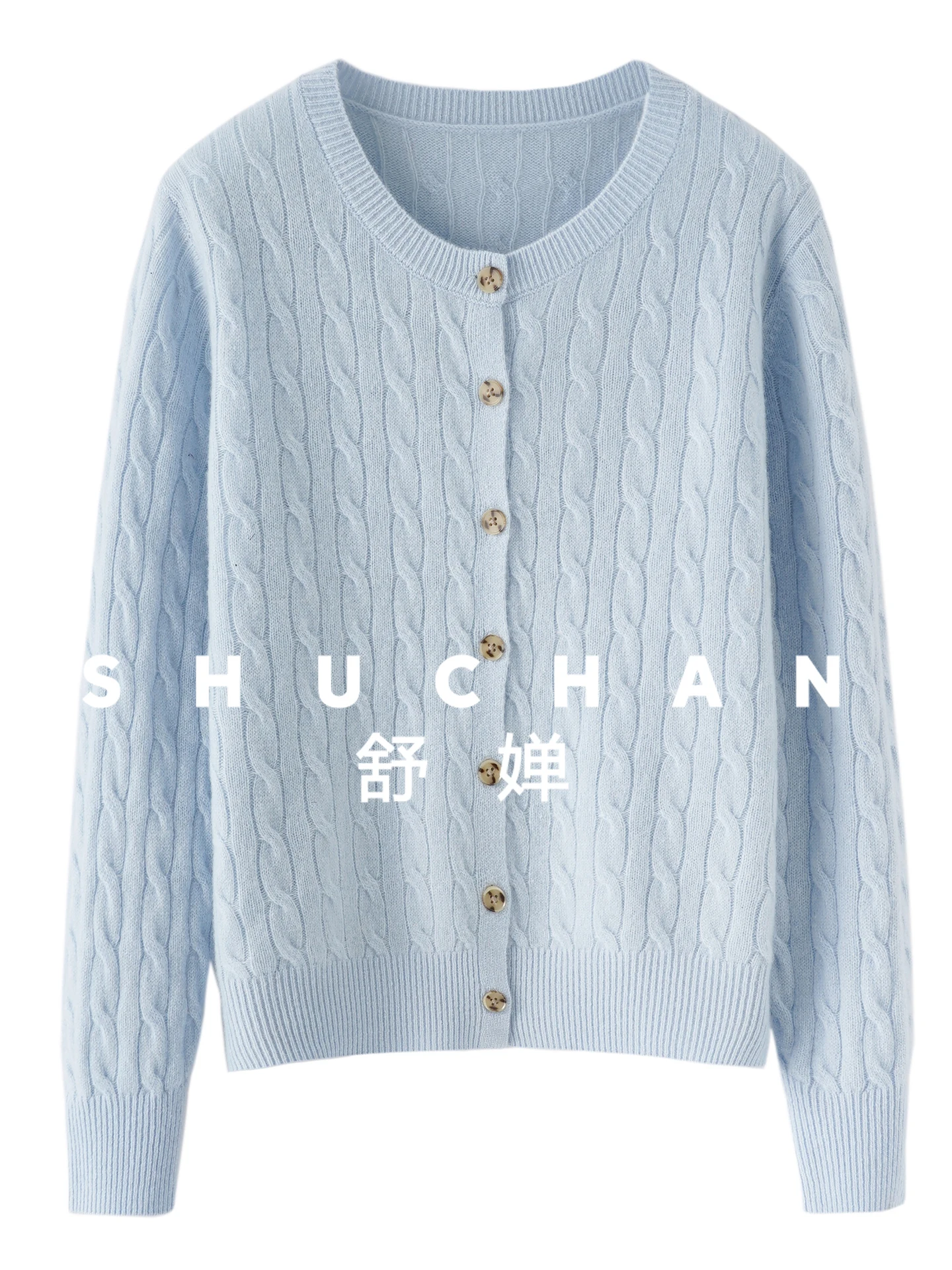 

Cardigan Women Classic Real Wear Retro Three-dimensional Cable 100 Wool Crew Neck Sweater Cardigan Female 55I1