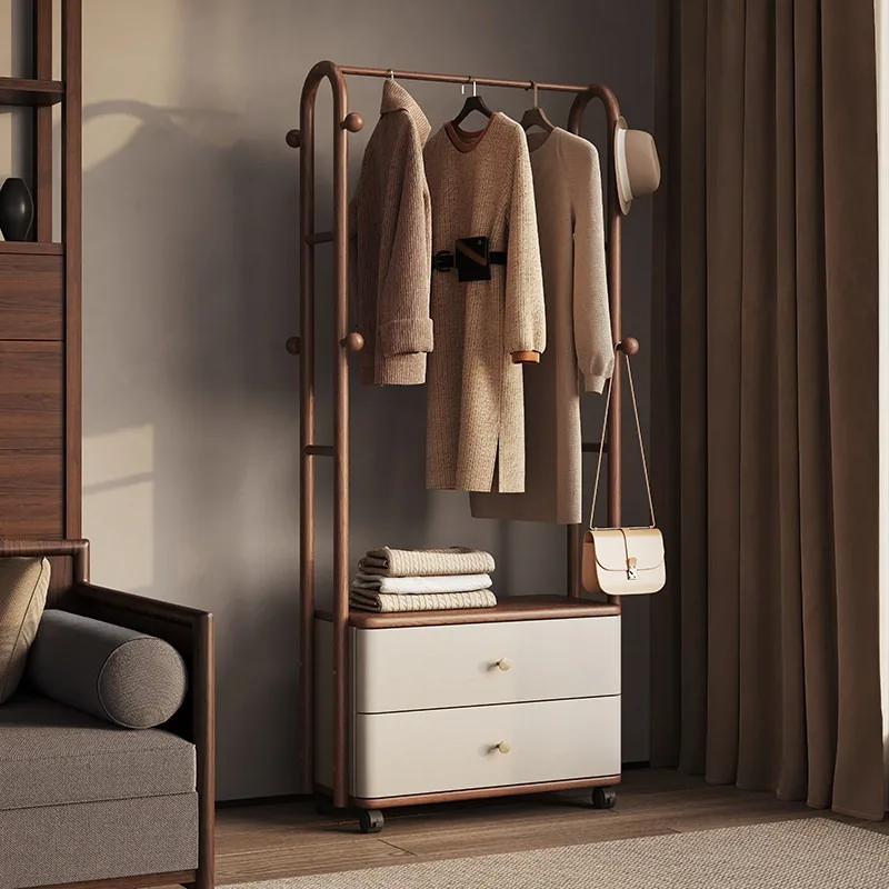

Clothes rack floor-to-ceiling bedroom solid wood living room hanger simple household new Chinese bag hanger coat rack