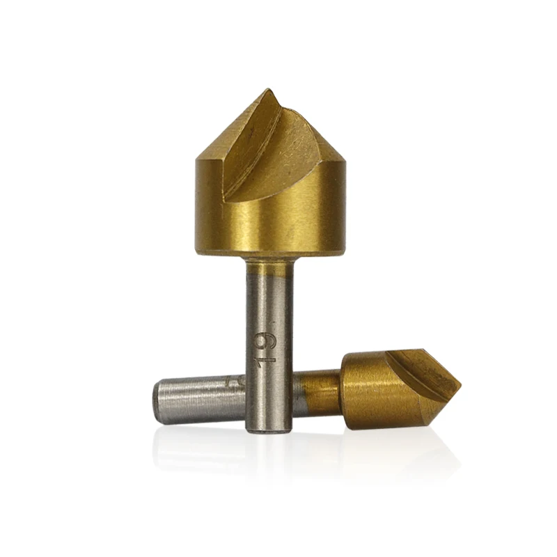 XCAN Chamfering Cutter 90 Degrees 1 Flute TiCN Coated Chamfer Drill Bit Countersink Drill Bit Set for Wofodworking Hole Cutter