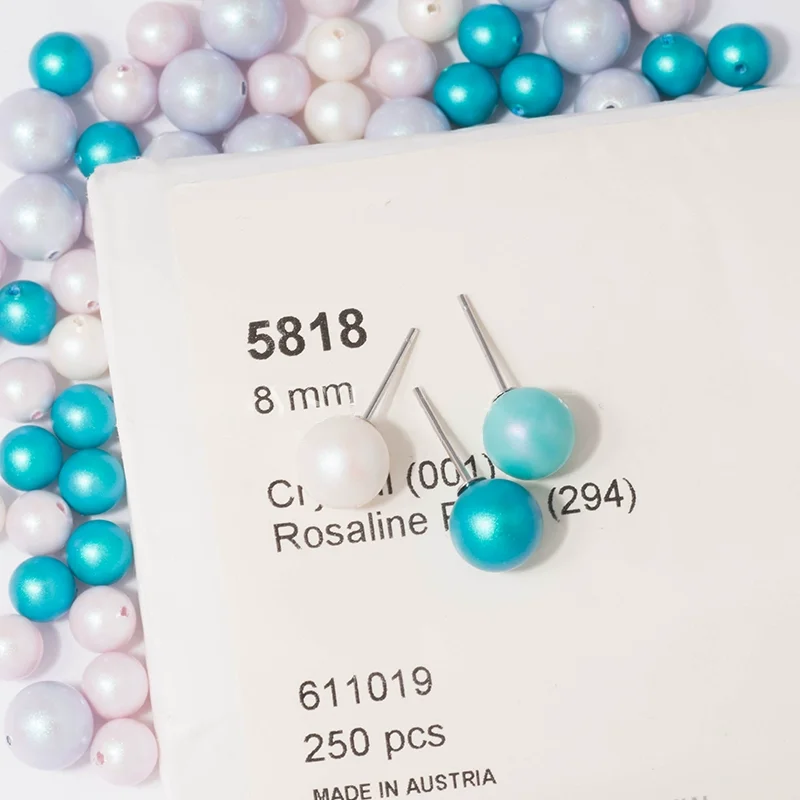 (1 Piece) 5818 Half-Hole Pearl Original Crystal from Austria Round Beads for DIY Earrings Necklace Jewelry Making Nail Art