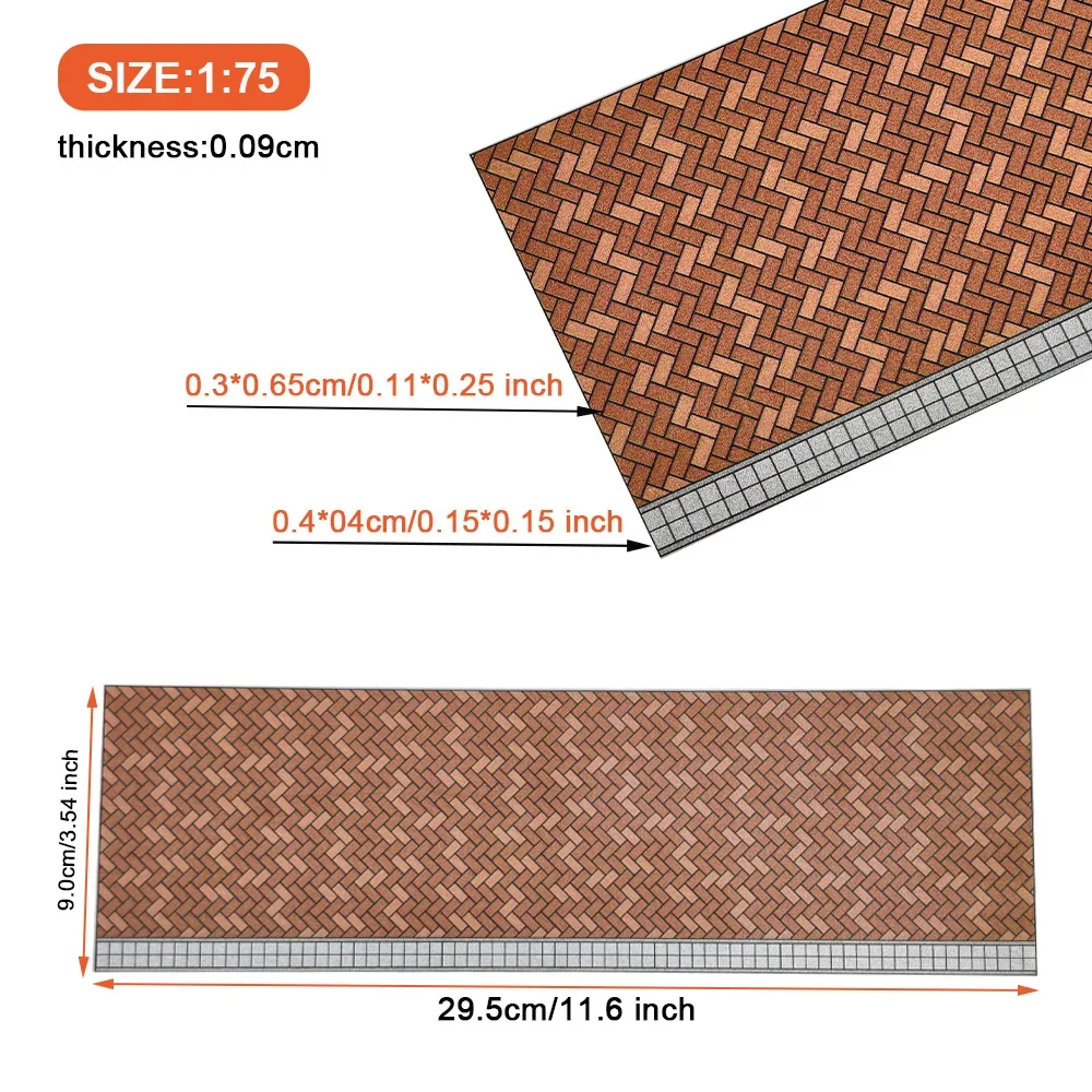 1/200-1/75 Miniature ABS Brick Floor/Road for Micro Landscape/Dollhouse/Garden Decor/Railway Layout/Dioramas Accessories 1pc