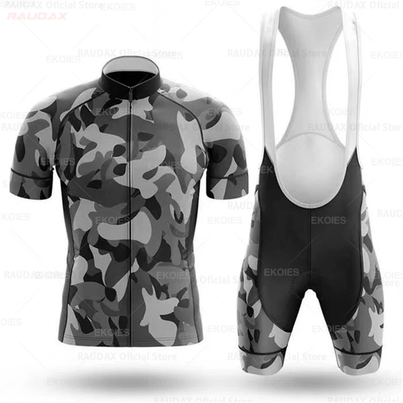 Ensemble maillot de cyclisme camouflage pour hommes, équipe vélo de montagne, vêtements de vélo, combinaison à manches courtes, uniforme de course respirant pour l'entraînement