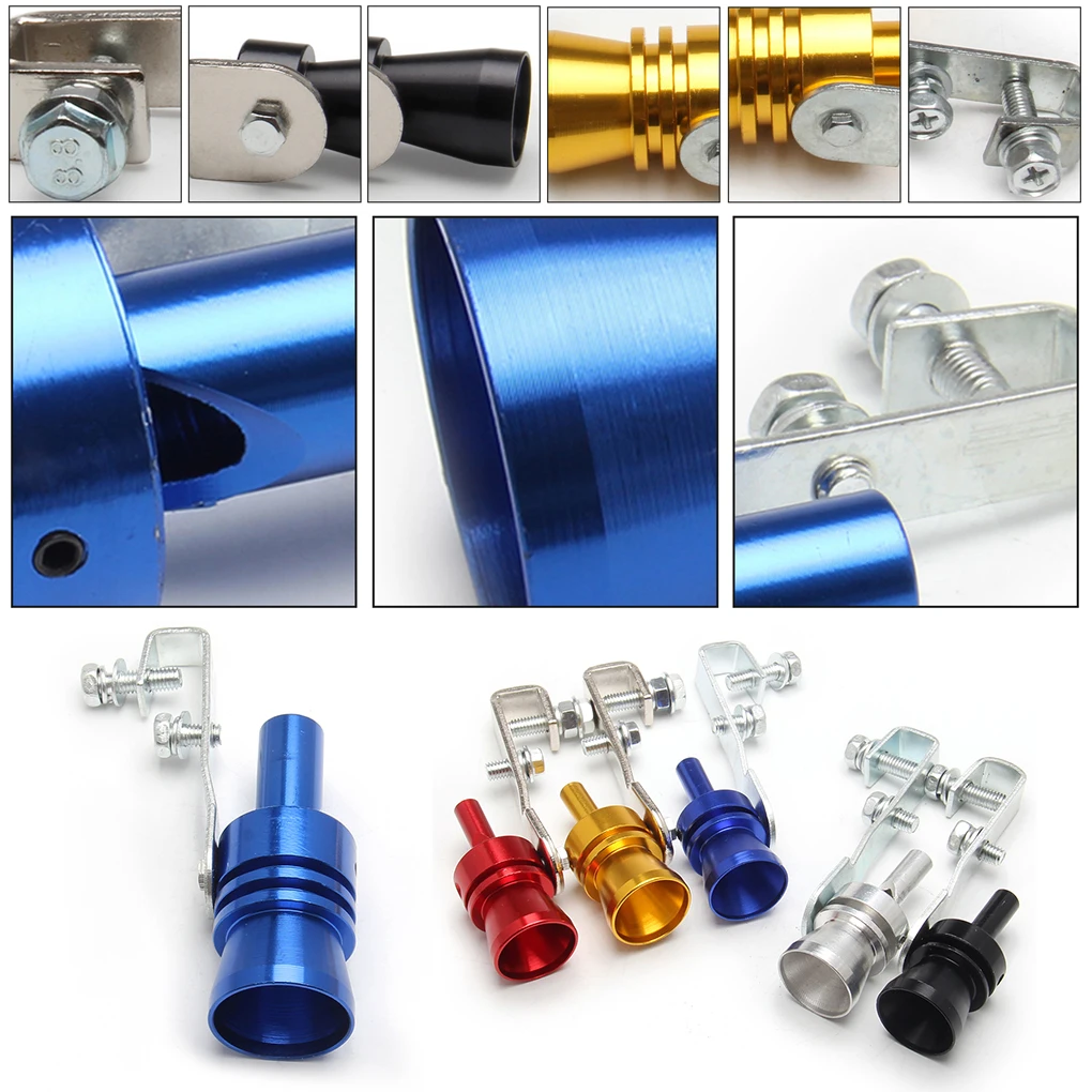 2 × صمام نفخ، صفارة الضوضاء، محاكي كاتم صوت توربو، طرف سيارة XL فضي