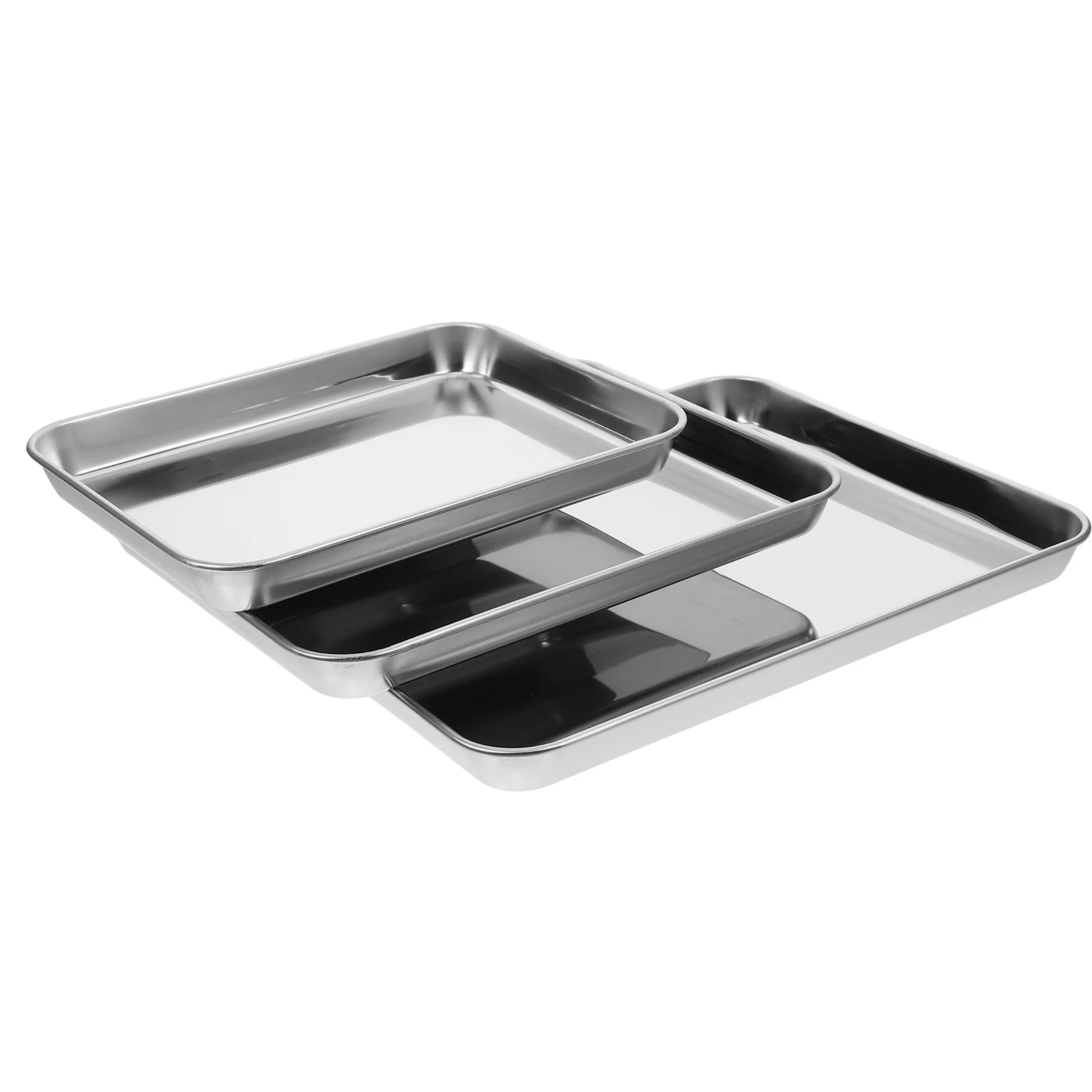 

3Pcs Toaster Oven Pans Stainless Steel Nonstick Baking Sheet Rectangular Pan for Cookies Cakes Grill Toaster Oven Tray