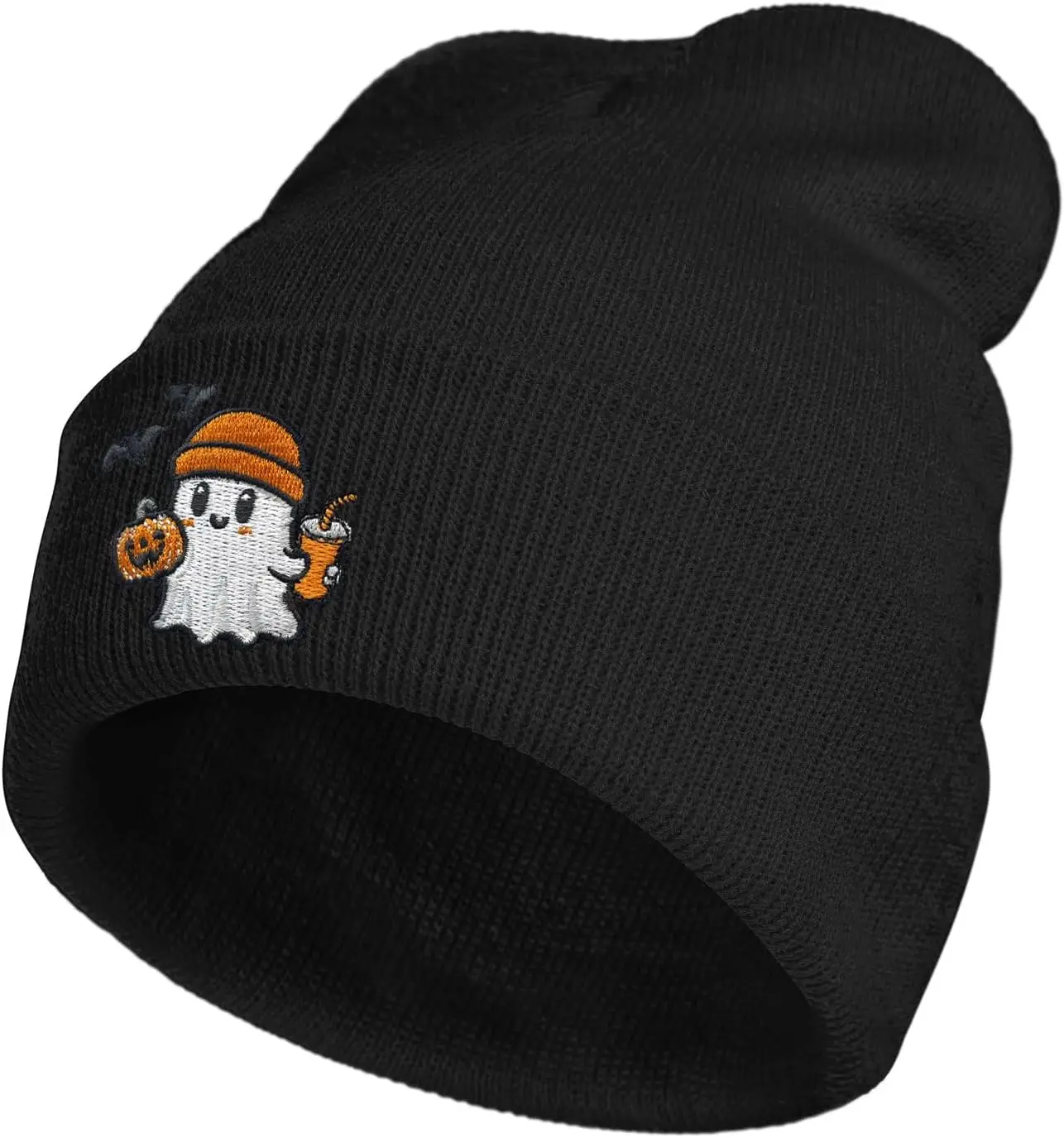 Cute Frog Skeleton Embroidered Beanie Knit Hat for Men Women, Halloween Goth Graphic Winter Black Skull Cap