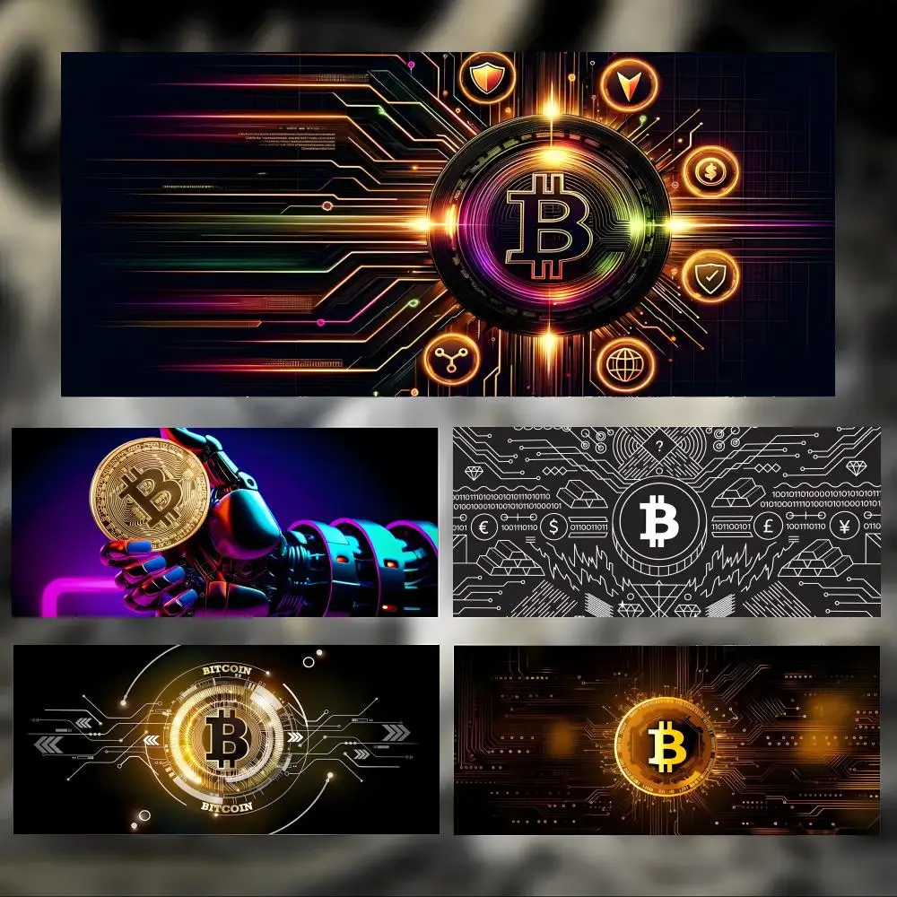 Modern Popular Currency Art B-Bitcoin Mouse Pad Large Thick Desk Pad Stitched Edges Gaming Mouse Mat for PC