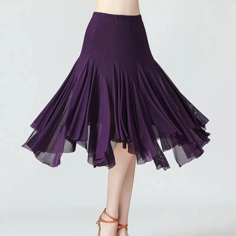 Jupe de brevLatine Mi-Longue pour Femme، Couleur Unie، Mode Irréguliere، Tango، 1 جزء/الوحدة