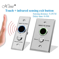 12V/24V Infrared Sensor Switch No Touch Contactless Door Release Exit Button with LED Indication No Touch Exit Switch for Access