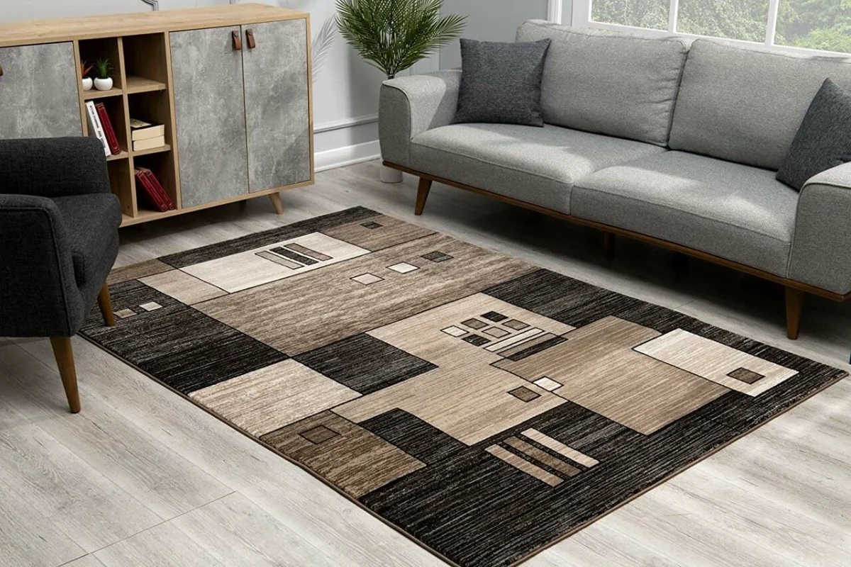 

Modern Carpets for Bed Room Beige and Brown Geometric Runner Rug Bedroom Home Decor