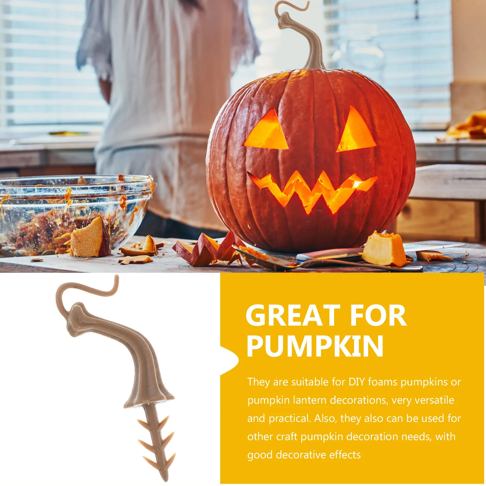 

40 шт. искусственных тыквенных стеблей из пластика для декора на Хэллоуин, поделок, украшения для вечеринок, пластиковые тыквы