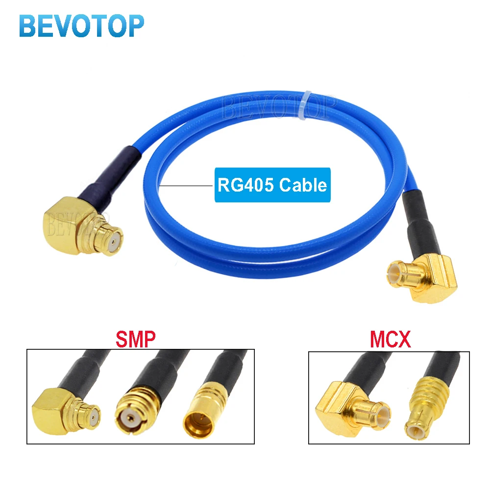 BEVOTOP RG405 SMP to MCX Cable High Frequency 086 Pigtail SMP Female/Male to MCX Male Straight/Right Angle 90° SMP Jumper