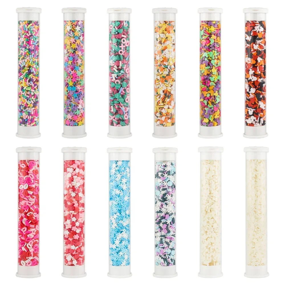 20-23g/Tube Polymer Clay Embellishments with Container Colorful Snowflake Stars Moon for DIY Craft Shaker Sprinkles Confetti New