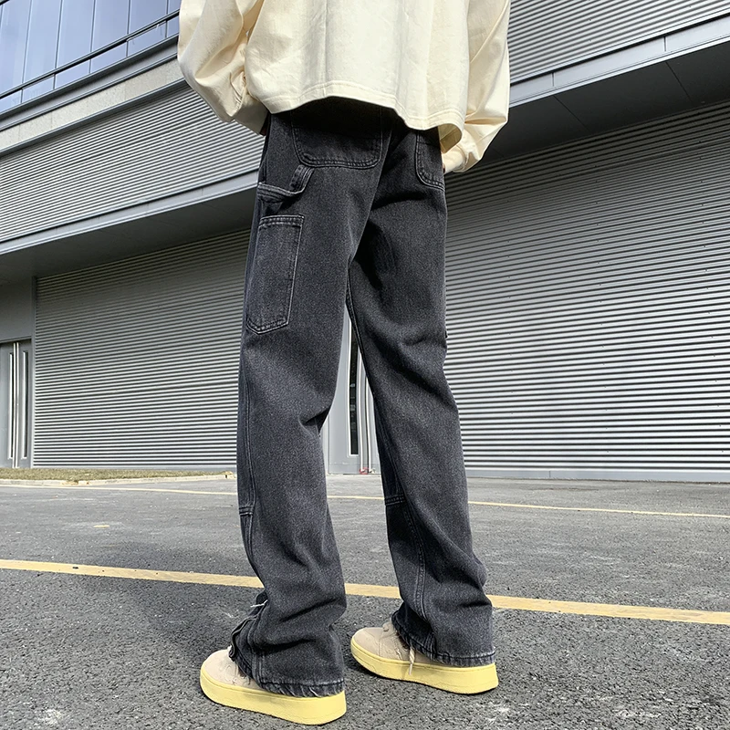 

American Retro Workwear Jeans Men's Spring Autumn Loose Straight Leg Vibe Wind Flared Pants Trendy Youth Wear Long Pants