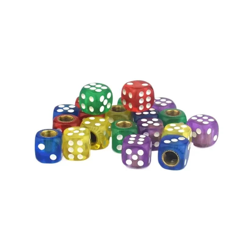 Colorful Universal Dice Style Tire Valve Stem Cap Aluminium Alloy Dustproof Wheel Rim Cover for Car Motorcycle Bike Accessory