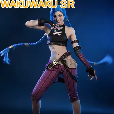 IN STOCK Jinx Cosplay Costume Anime Arcane【S-2XL】WakuWaku-SR Women LOL Arcane Cosplay Jinx Cosplay Christmas Costume Plus Size