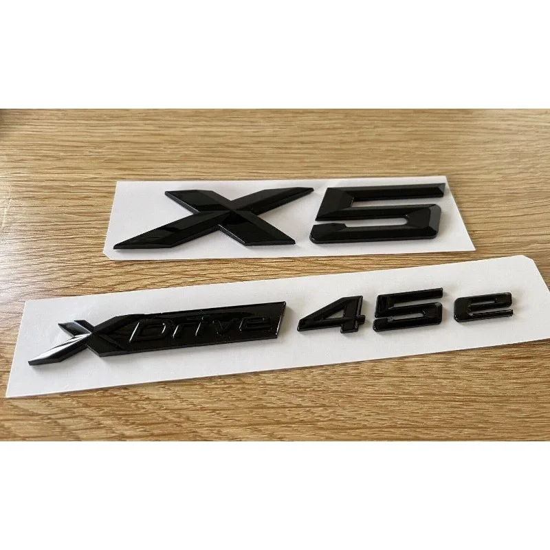 2pcs 2022 New Style Gloss Black X5 XDrive 45e Trunk Badge Emblem Sticker for BMW X5 E70 E53 F15 G05 Accessories