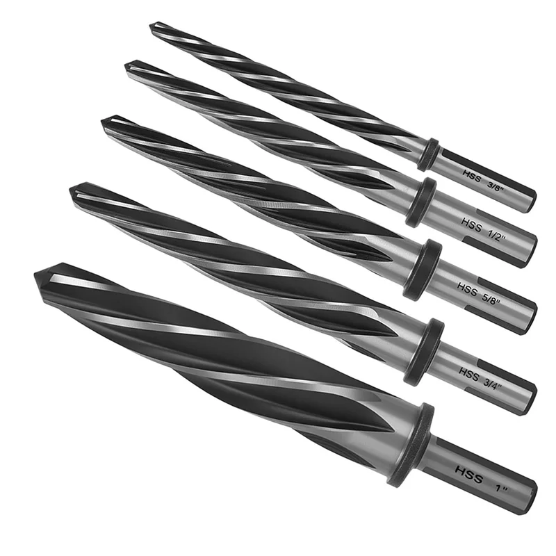 

AT19-M2 Набор разверток с коническим зажимным патроном из быстрорежущей стали — 5 шт. 1/2 дюйма, 3-плоский хвостовик для стали, металла, дерева, сплава