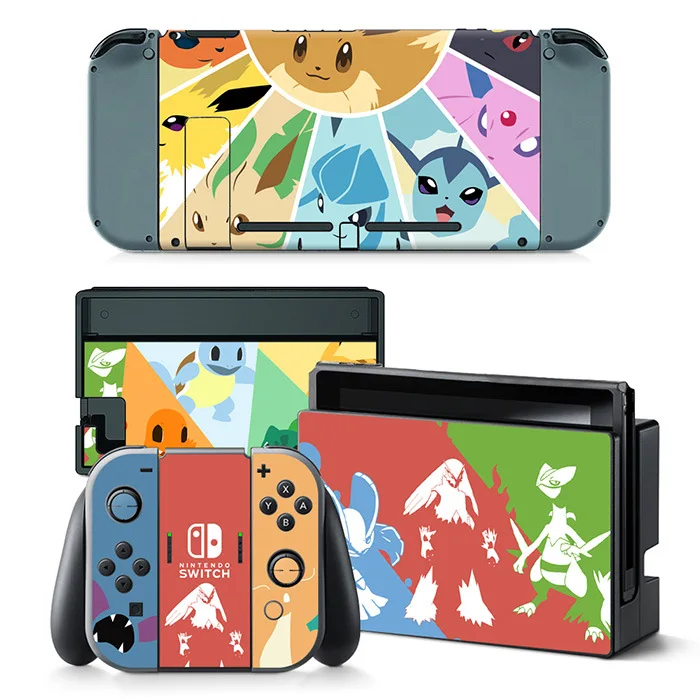 Stiker Decal Sampul Pokemon Pikachu untuk Konsol Nintendo Switch NS Pengontrol Joy-Con Film Mesin Permainan Vinil Kulit Dock