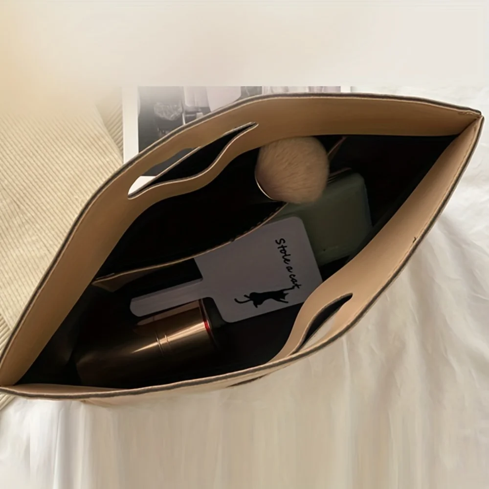 Vintage Minimalist Retro PU Leather Top Handle Clutch Bag & Purse for Women