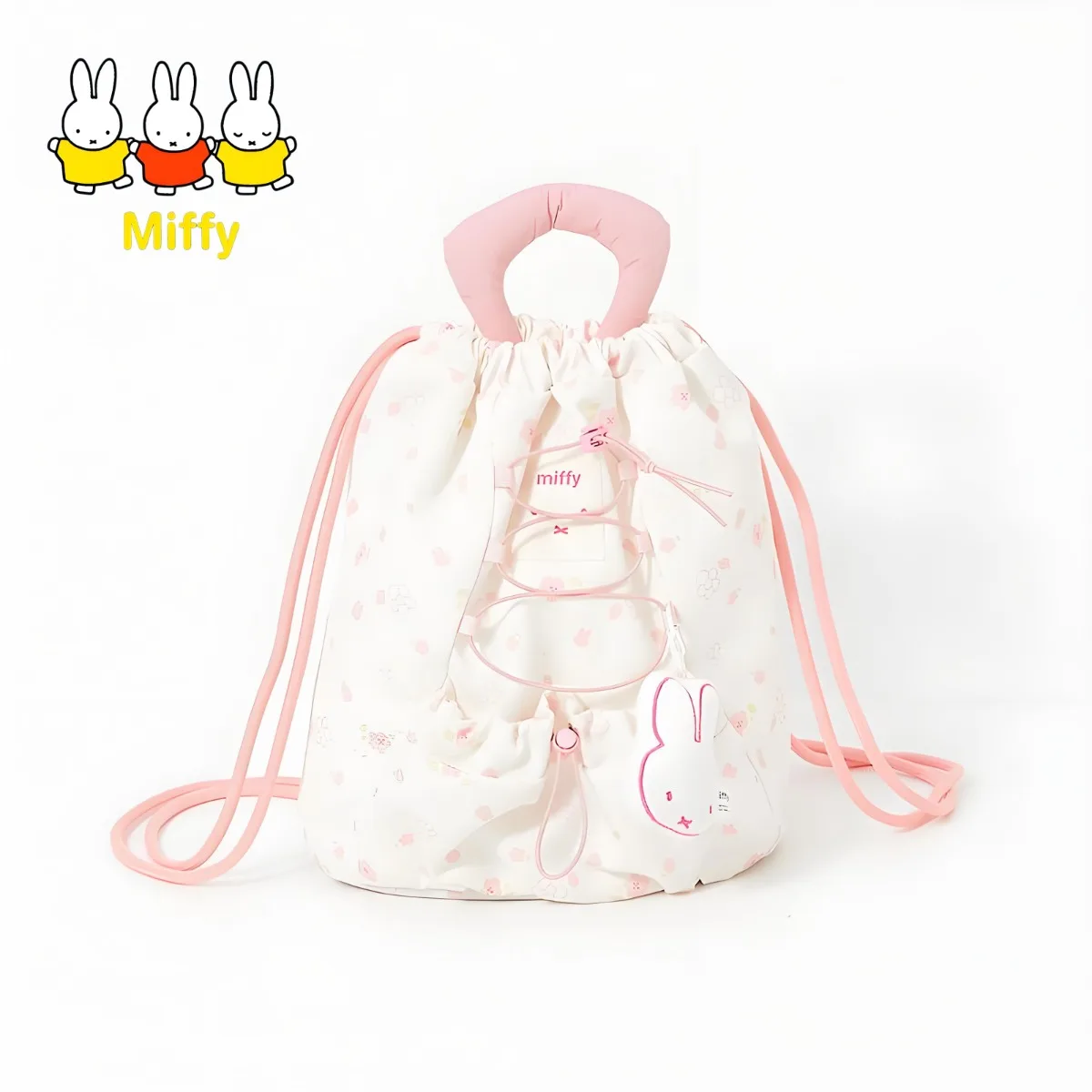 

Kawaii Anime Miffy Rabbit Cherry Blossom Drawstring Backpack Cute Cartoon Daily Life Creative Home Bag and Backpack Girl Gift