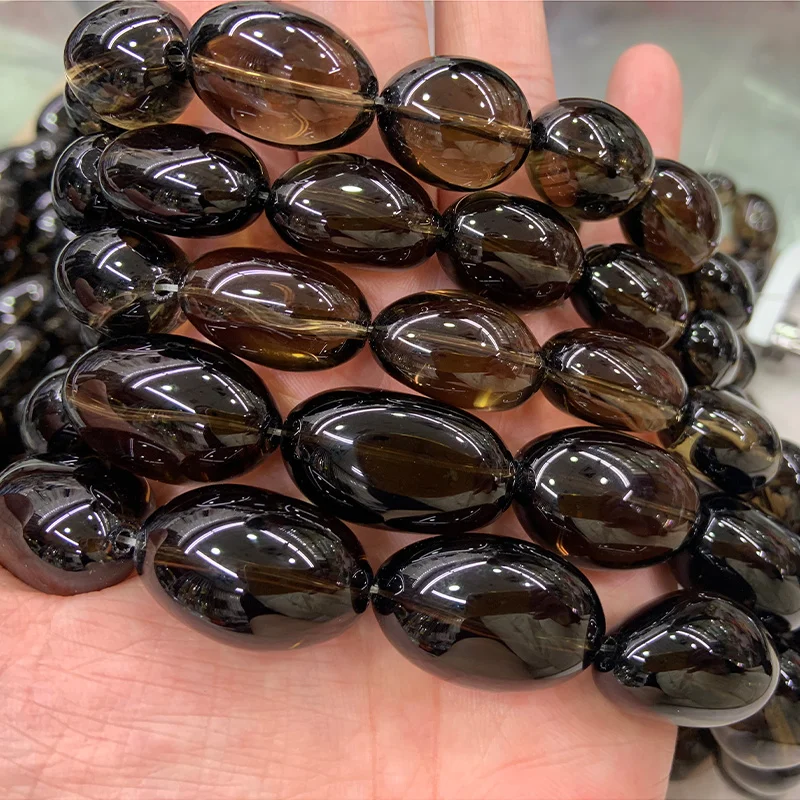 Natural Oval Smoky Quartz Beads For Jewelry Making Beads Freeform Irregular Beads For Women Bracelet Necklace 15\'\' DIY Beads
