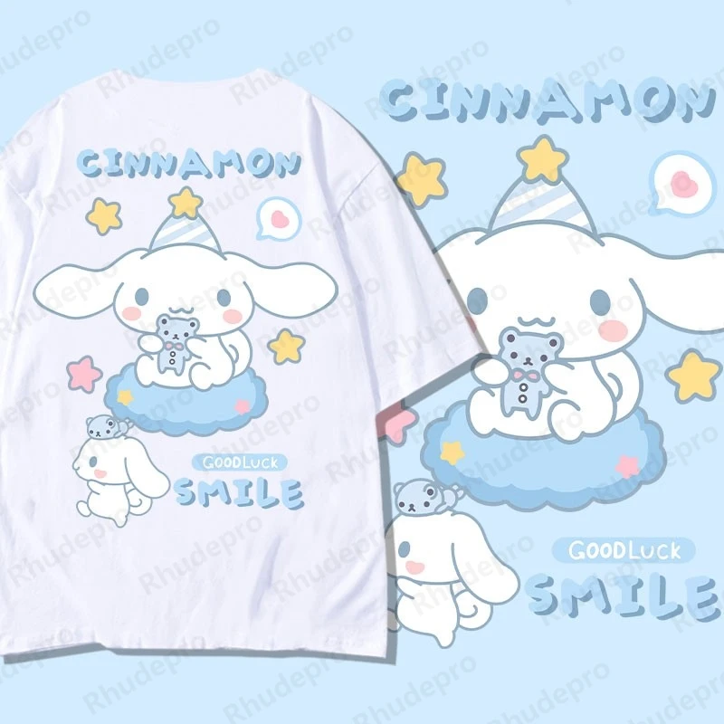 Sanrio bedruckte Co-Branded Kurzarm T-Shirt Frauen Kulomi Yugui Hund rund um den Modetrend halb ärmel ige Kleidung Mädchen