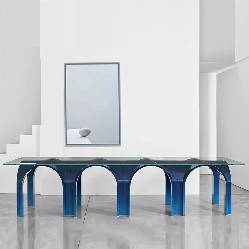 Minimalist dining table modern minimalist designer creative arch bridge fiberglass multi-person dining table