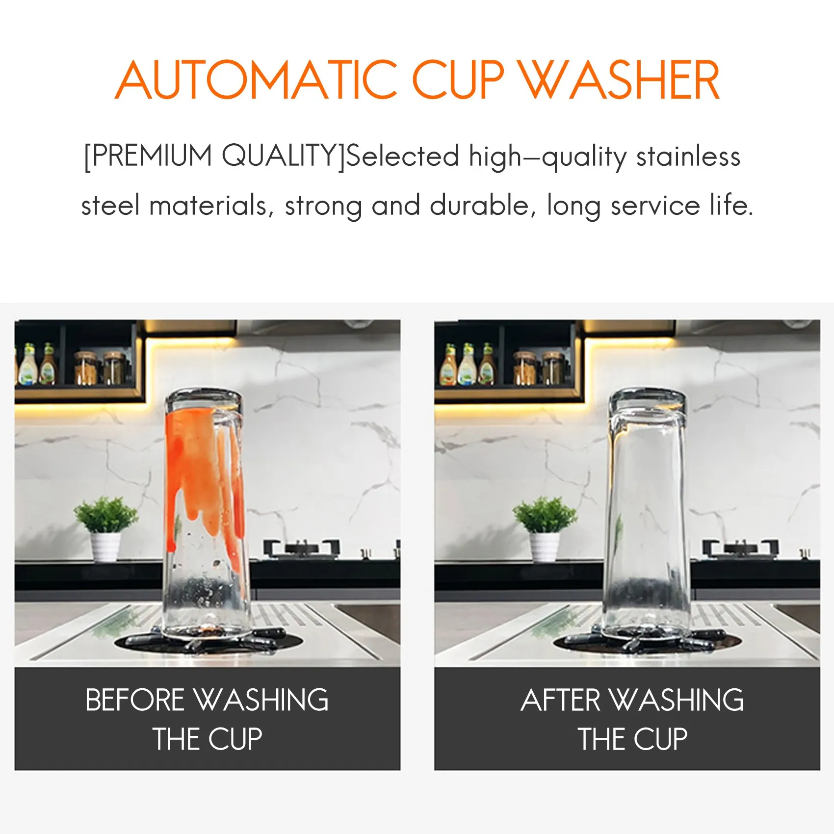 Cup Washer,Stainless Steel Automatic Cup Washer Glass Cleaning Rinser Bar Rinser Glass Rinser,Kitchen Sink Accessories