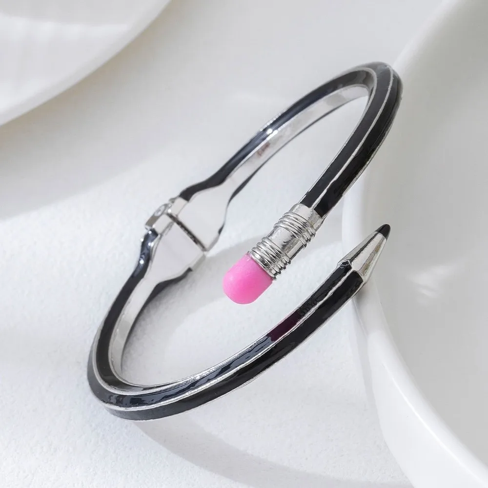 Cute Trendy Pencil Bangle Unique Open Cross Enamel Bracelet Shiny Glitter Mix Match Fashion Cuff Bracelet Daily