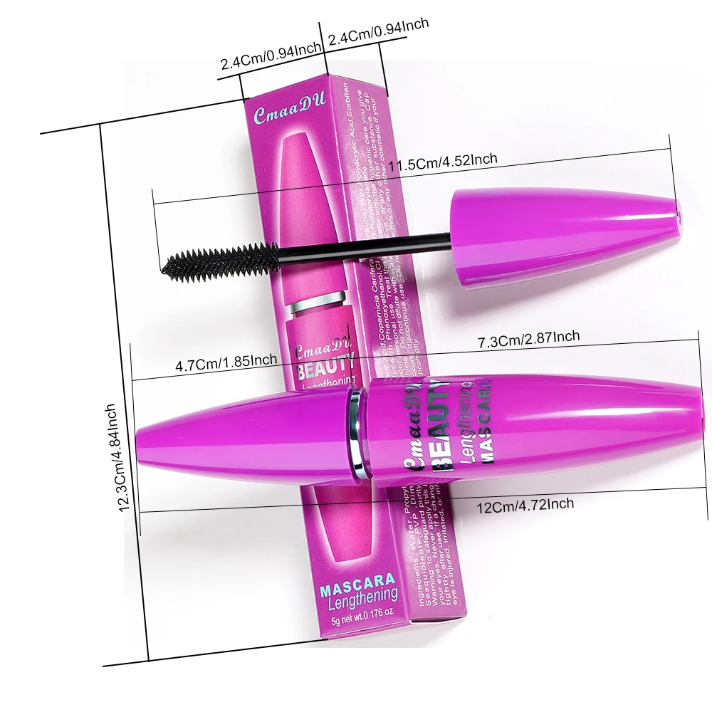 CmaaDU Mascara giallo e viola Mascara in fibra di seta Allungamento Ispessimento Impermeabile Mascara anti-truciante per tutto il giorno Singolo