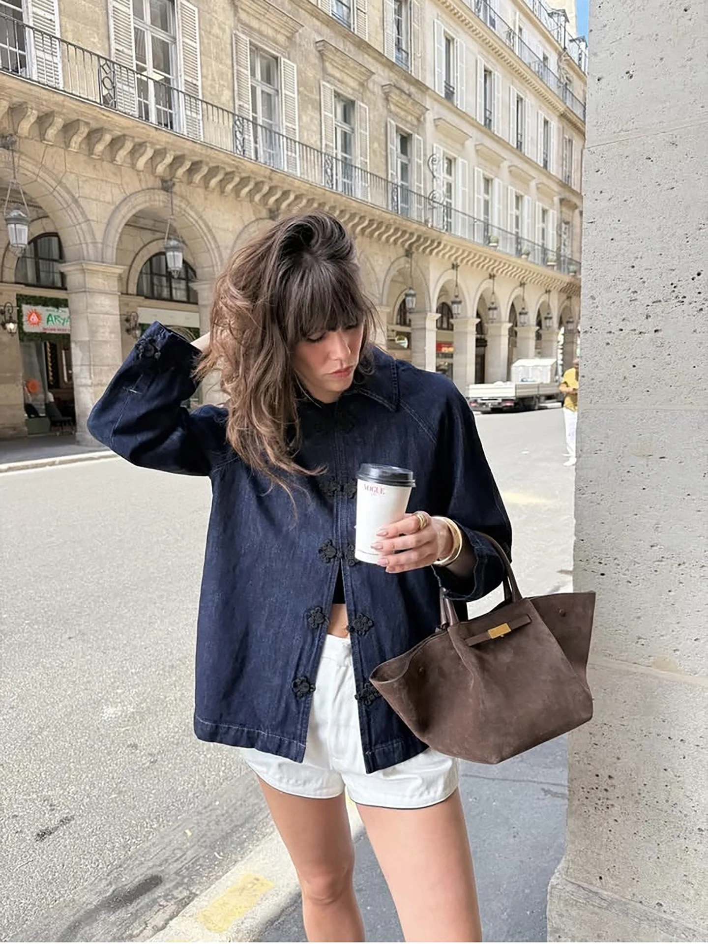 ZHAOLIN Casual Loose Women's Denim Jacket New Chinese Style Knot Button Vintage Deep Blue Early Autumn New Model