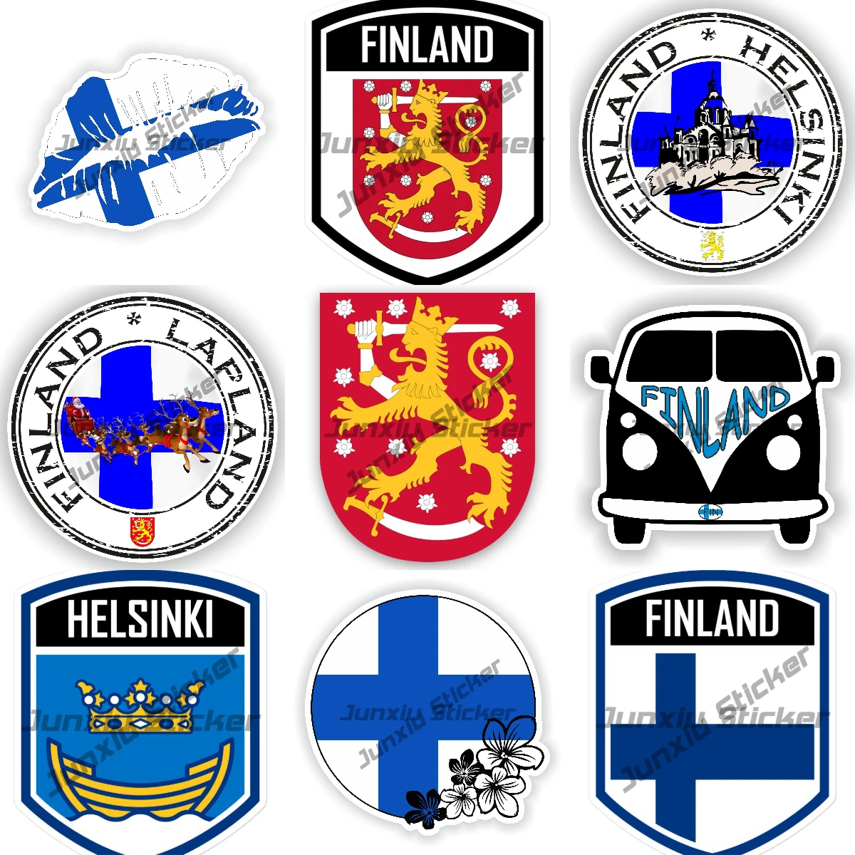 Finnish Coat of Arms Sticker UV Protected Finland Flag Fin Helsinki Lapland Salla Finland Flag Emblem Stickers PVC Accessories