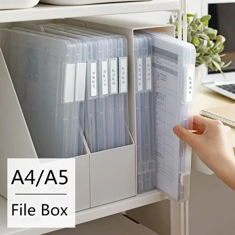 A4/A5 Plastic Documents Storage Box Transparent Large Capacity File Paper Classification Box Desktop Organizer Stationery