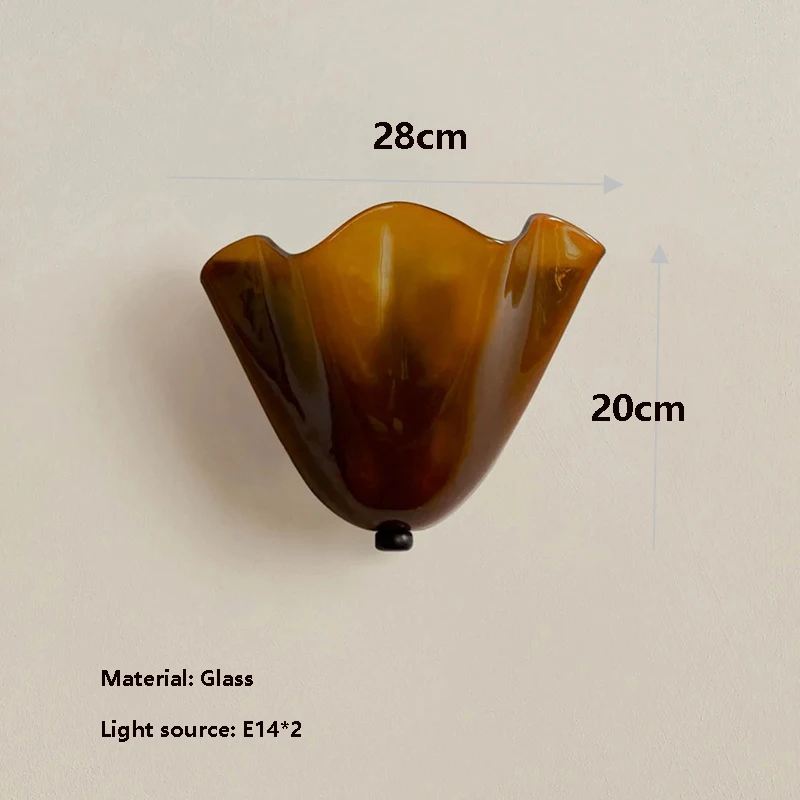 Retro Colored Skirt Hem Glass Wall Lamp French Shell Art Living Room Bedside Interior Decoration Led Wall Light