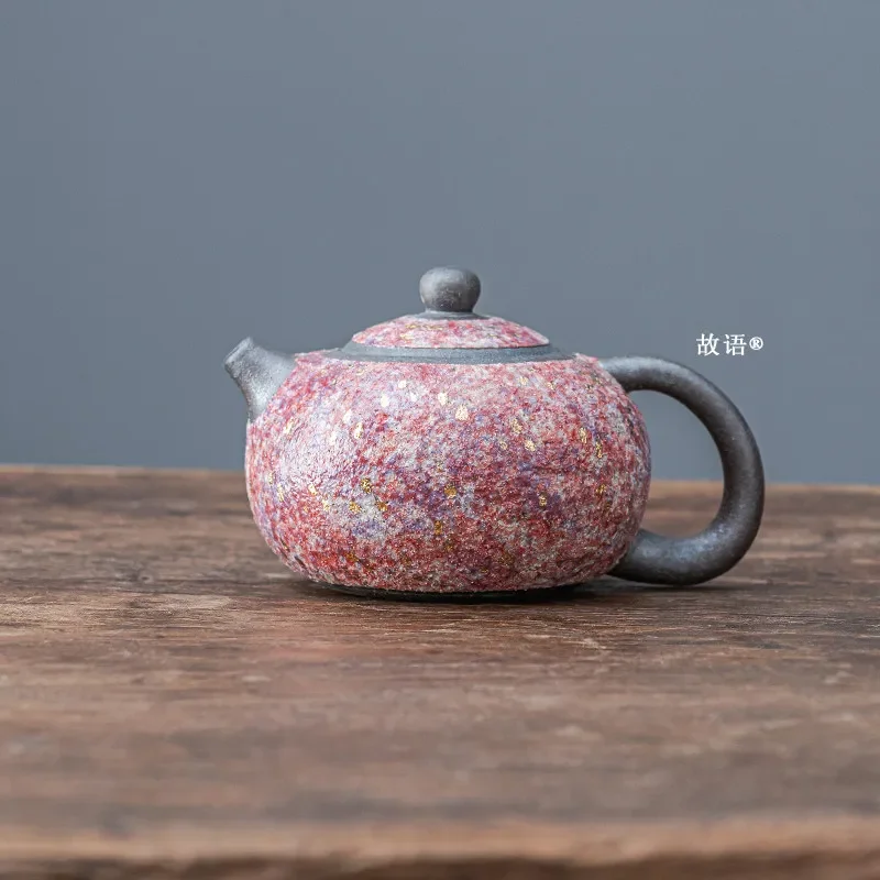 Chinese Master Handmade Colorful Rock Mine Xishi Teapot Home Gift High-end Built Retro Teapot Can Be Maintained Gift Set Tea