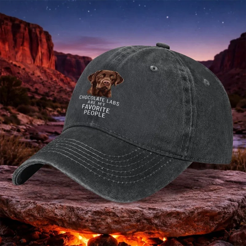 Chocolate Labrador Dog Vintage Washable Baseball Cap Black Unisex Casual Outdoor Camping Travel Fishing Sports