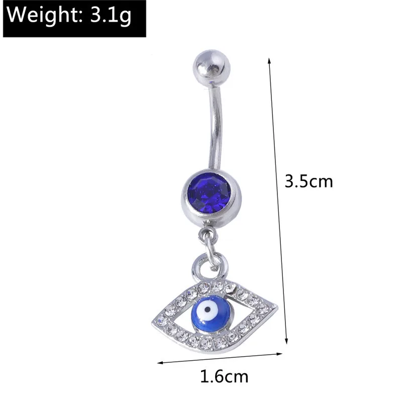 Aihua Böhmen Hamsa Hand baumeln Nabel Ring Chirurgenstahl türkische glückliche blaue Augen Bauchnabel Ring Piercing Ombligo Körperschmuck – Detail 12