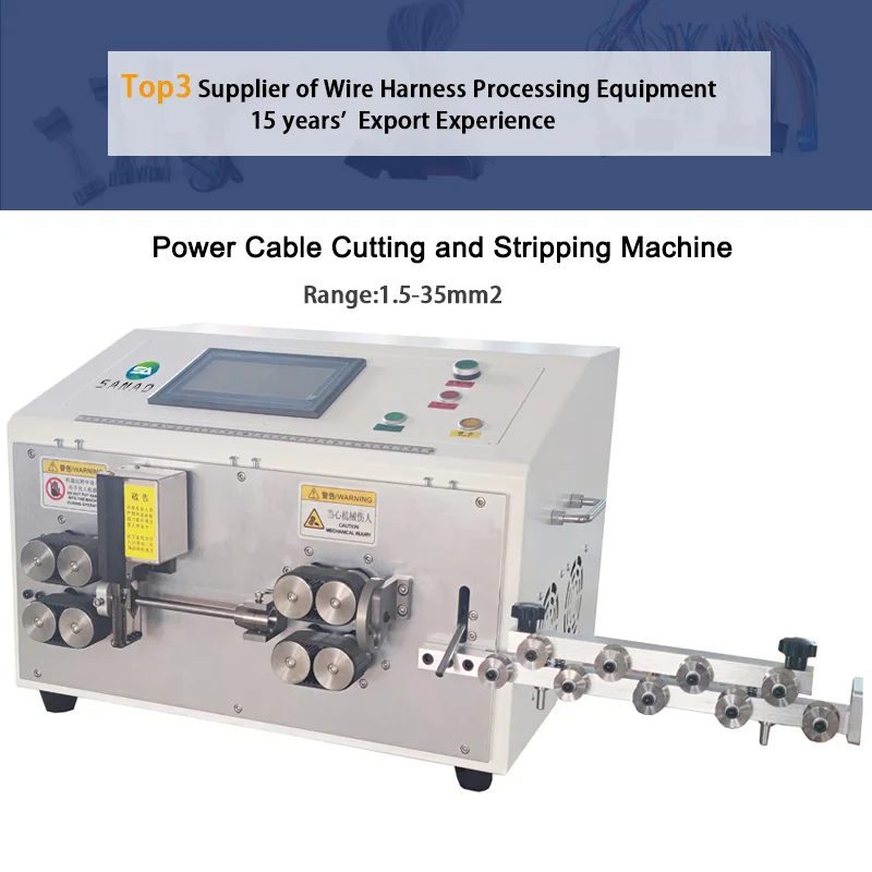 

CE SA-CW3500 Automatic Hard Wire Stripping Cutting Machine,Belt Feeding for Max 35sqmm Power Cable Processing
