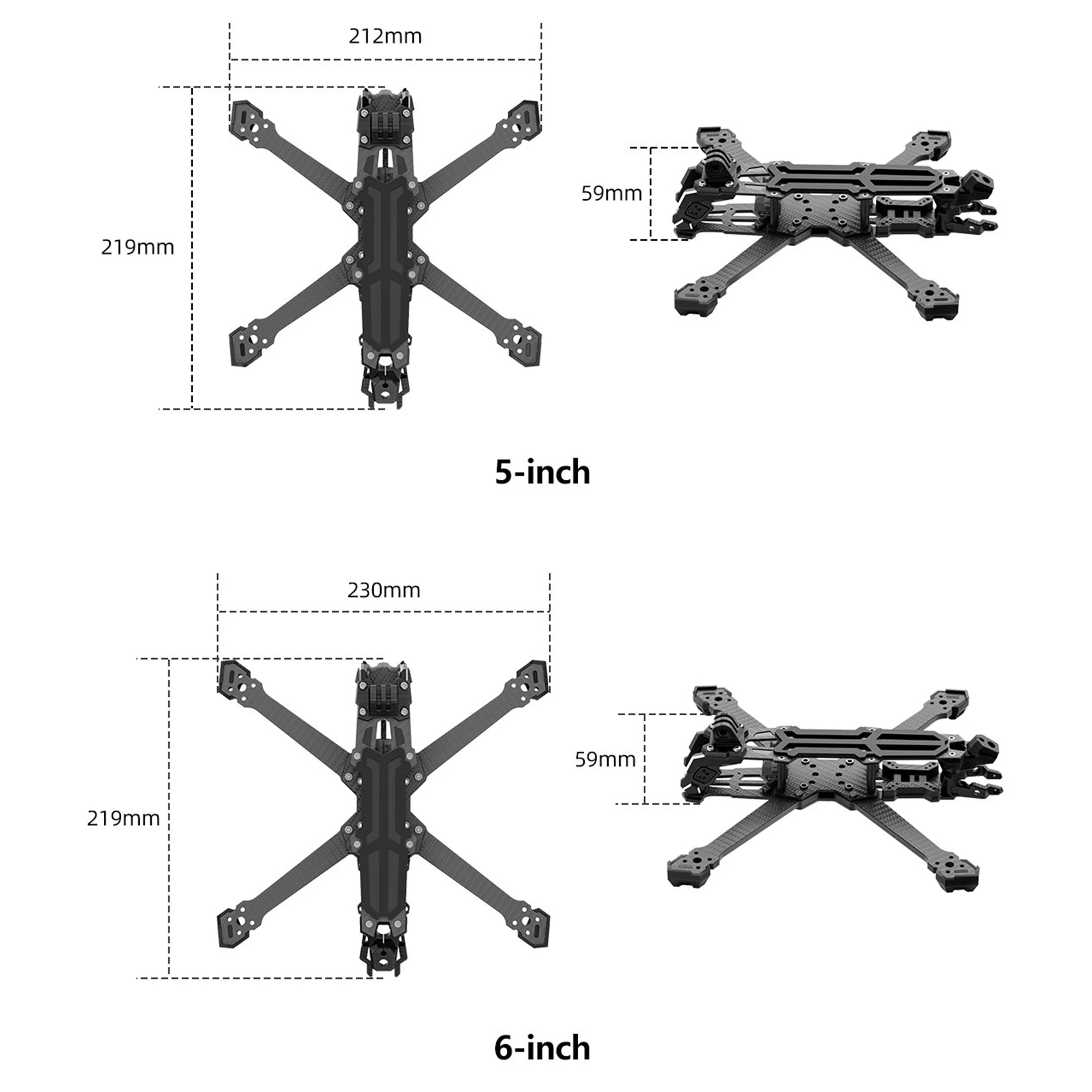 GEPRC Vapor X5/X6 FPV Drone Frame for GEP-Vapor-X5/X6 Frame for 5-6 Inch Drone DIY Assemble Double Protection