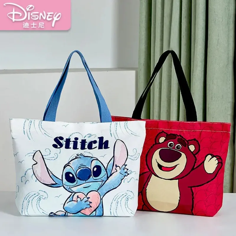 

Disney Stitch Large Canvas Bag Cute Cartoon Handbag Large Capacity Shopping Bag Commuter Tote Bag Girl Birthday Gift Kids Toys