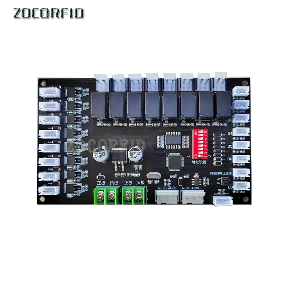 โปรแกรม 8 รีเลย์เอาต์พุตล็อคบอร์ดสวิตช์เหนี่ยวนําตรวจจับสัญญาณอินพุตเมนบอร์ดควบคุมอัจฉริยะ