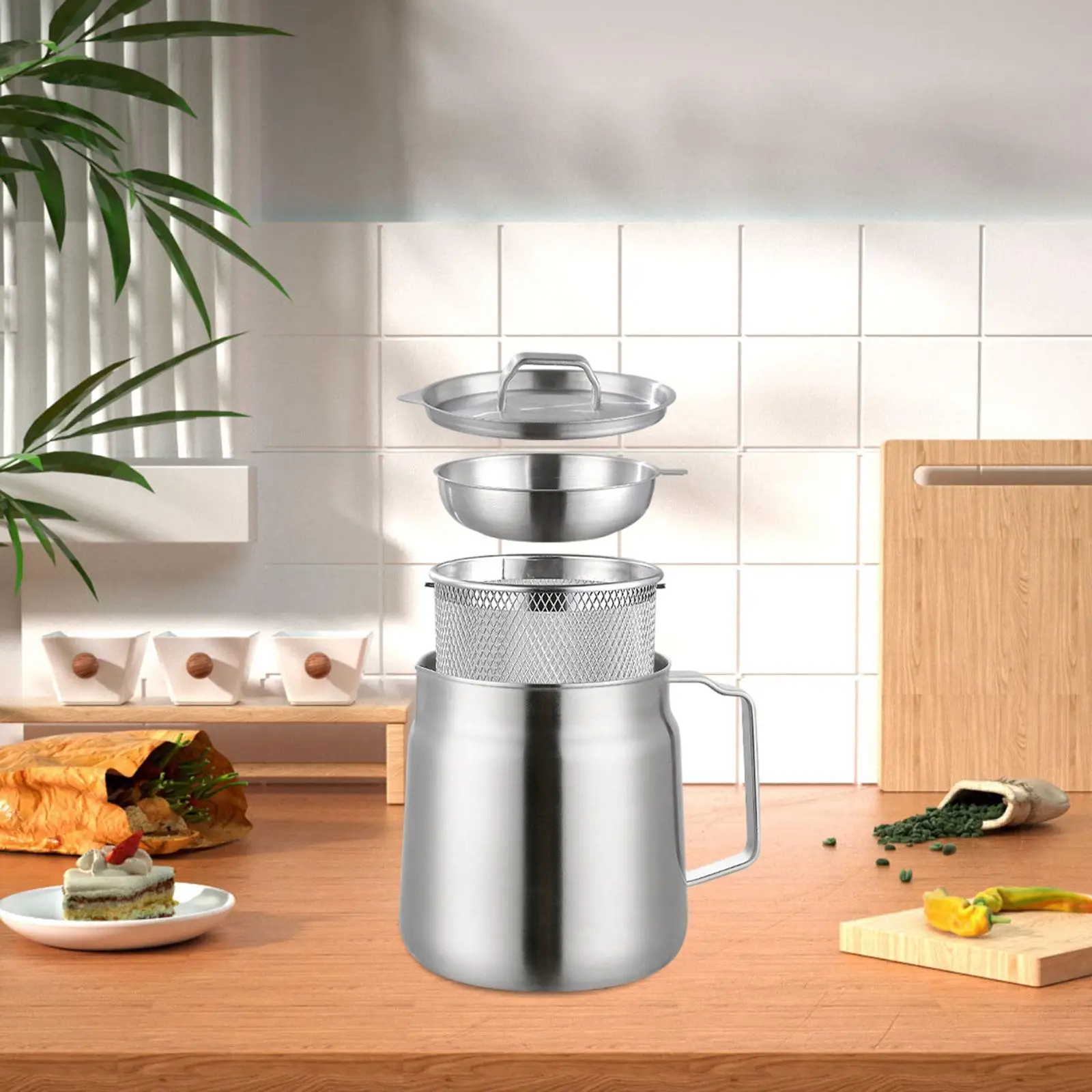 

Глубокая жарочная кастрюля с масляным фильтром, кастрюля для кипячения смазки из нержавеющей стали