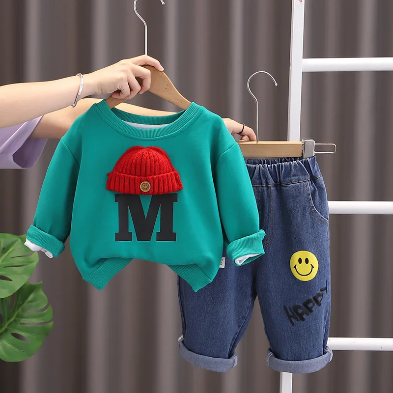 

Luxury Baby Boy Boutique Clothing Cartoon Pullover Long Sleeve T-shirts and Pants 2PCS Clothes for Kids Girl Boutique Outfit Set