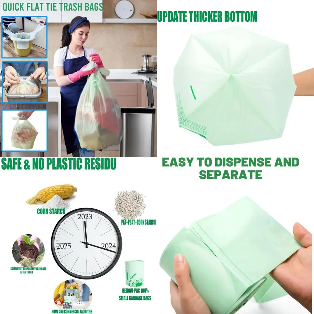 

Компостируемые пакеты для кухонного мусора объемом 8-10 галлонов, 240 биоразлагаемых пакетов для пищевых отходов и мусора